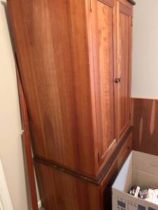 lot 26 image: Solid Cherry Wood Two-Piece Armoire Wardrobe Cabinet
