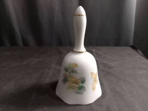 lot 50463 image: Porcelain Decorative Bell with Yellow Floral and Butterfly Design