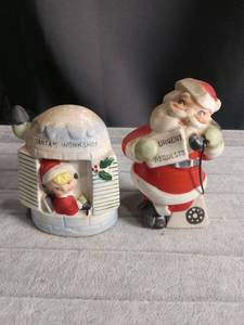 lot 5659 image: Christmas Santa Workshop Salt and Pepper Shakers Set