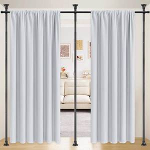 lot 7246 image: Room Divider Curtain Rod, No Drilling Rod, 48-120inch (H) 28-144inch(W) Adjustable Partition Hanging Room Dividers, Room Partitions and Dividers Floor to Ceiling Self Stand for Space Partition Black