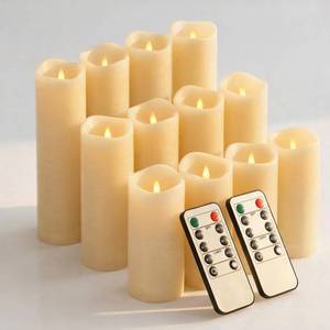 lot 7247 image: Waterproof Flameless Candles, 12 PC Battery Operated LED Pillar Candles with 2 Remote Controls & Timer, Flickering Indoor Outdoor Candles for Wedding, Patio, Easter, Bathroom, Home Decor, 456