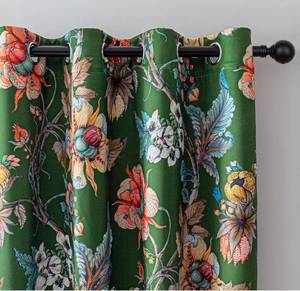lot 7251 image: MYSKY HOME Green Floral Blackout Curtains 84 Inch Length 2 Panels Set Black Out Thermal Insulated Energy Efficient Grommet Cottagecore Flower Patterned Vintage Botanical Drapes for Living Room, 52 W