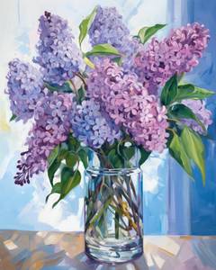 lot 7258 image: Tucocoo Paint by Number Blue Lilac in a Glass Vase Flowers DIY Painting On Canvas with Brushes Acrylic Paints Graffiti Paint by Numbers for Adults Kids Students Beginner 16x20 Inch��Without Frame��