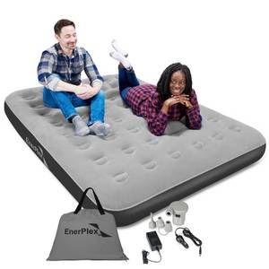 lot 7260 image: EnerPlex Camping Air Mattress with Built in Pump - Queen Blow Up Mattress for Travel & Guests - Portable Bed for Adults and Kids - Grey