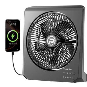 lot 7264 image: PANERGY 20000mAh Rechargeable Battery Powered Fan - 10 Square Box Fan with 55H Runtime, 4 Speeds &amp Timer, 270° Pivot, Cordless &amp Portable for Home, Patio, Camping, Travel, Power Outages (No Remote)