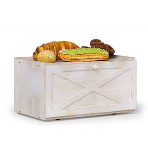 lot 7277 image: Trironsun Bamboo Bread Box for Kitchen Counter Farmhouse Bread Storage Container Large Capacity Bread Storage Bin Bread Holder (Antique White)