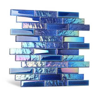lot 7281 image: Blujellyfish Blue Glass Porcelain Tile Box of 5 Square Feet Iridescent Starry Sky Backsplash Tile for Swimming Pool Kitchen Bathroom TSTNB18 (5 Square Feet) 4 Sheets