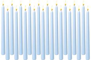 lot 7283 image: 20-Pack Ice Blue Taper Candles Unscented, 10 Inch Tall Dinner Table Candles for Winter Wedding Centerpieces, Bulk Candlesticks Smokeless Dripless, Cool Blue Decorative Candle for Home Decor