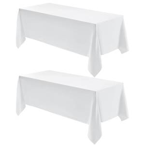 lot 7302 image: VidaFete Tablecloth 60 x 102, Stain Wrinkle Resistant Rectangle Table Cloths Reusable Polyester Table Cover for Kitchen Dinning, Party, Wedding, Banquet, Buffet Decoration, 2 Pack, White