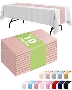 lot 7321 image: 2 Packs Pureegg Dusty Pink Plastic Table Runners - 10 Pack, 14 x 108, Water Resistant & Disposable Centerpiece Decorations for Table Cloth, Wedding, Birthday, Holiday, Baby Shower, Party, Home Decor