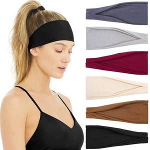 lot 7323 image: Huachi Headbands for Women Non Slip - Wide Elastic Sports Sweatband Headbands, Soft Stretchy Hair Bands for Yoga, Workout, Running & Daily Use, 6 Pack Thick Head Bands