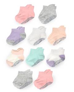 lot 7332 image: Fruit of the Loom Cotton Grip Socks for Baby and Toddler - Pink Pastel (2-4 Years)