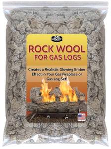 lot 7336 image: Midwest Hearth Rock Wool for Gas Logs 6 oz  Glowing Embers Effect for Gas Fireplace and Gas Log Sets  Vented and Unvented Compatible  Made in USA