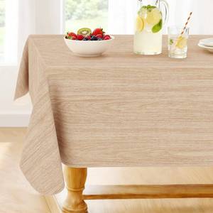 lot 7346 image: Smiry Rectangle Table Cloth, Waterproof Vinyl Tablecloths with Flannel Backing, Wipeable Spillproof Plastic Wood Grain Table Cover for Dining, Indoor and Outdoor (Beige, 60 x 120)