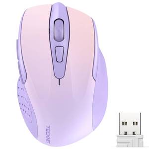 lot 7367 image: TECKNET Wireless Mouse, 2.4G Ergonomic Optical Mouse, Computer Mouse for Laptop, PC, Computer, Chromebook, Notebook, 6 Buttons, 24 Months Battery Life, 2600 DPI, 5 Adjustment Levels, Gradient Lavender