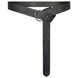 lot 7397 image: HiiFeuer Medieval Embossed PU Leather O Ring Belt, Retro Renaissance Knight Belt (Black F)