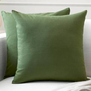 lot 7408 image: Encasa XO Throw Pillow Covers 24x24 in Set of 2 Leaf Green  No Inserts  Cotton Pillow Covers for Living Room, Bed, Sofa, Couch  Decorative Cushion Covers with Improved Zipper