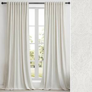 lot 7411 image: GIGIZAZA Cream Velvet Curtains 90 Inch Long for Living Room,2 Panels Luxury Ivory Vintage Drapes Floral Embossed Blackout Window Curtain Back Tab Thermal for Bedroom