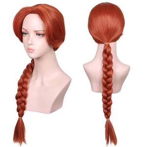 lot 7422 image: ColorGround Long Braided Reddish Brown Heat Resistant Costume Wig for Fiona Cosplay