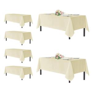 lot 7433 image: sancua Rectangle Tablecloths for 6 Foot Tables, 6 Pack - Washable Polyester Fabric Table Cloth for Wedding Party, Birthday, Banquet Reception, 54x108 Inch, Beige