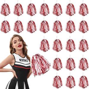 lot 7435 image: DILIBRA 24 Pcs Metallic Cheerleading Pom Poms, Cheerleaders Cheer Pom Poms with Baton Handle, Cheering Squad Hand Flower for Adults Kids Team Spirit Sports Game Dancing Party