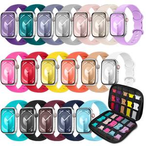 lot 7437 image: 18 Pack Sport Band Compatible with Apple Watch Bands 45mm 44mm 46mm 42mm 49mm for Women Men, Soft Silicone iWatch band with Watch Band Storage Case for iWatch SE Series 10 9 8 7 6 5 4 3 2 Ultra