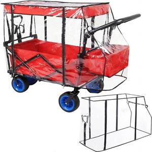 lot 7438 image: Universal Waterproof Wagon Cover, Two-Sided Zippers Clear PVC Rain Canopy with UV Protection, Windproof Design for Collapsible Carts, Strollers, Trolleys, Camping and Garden Use