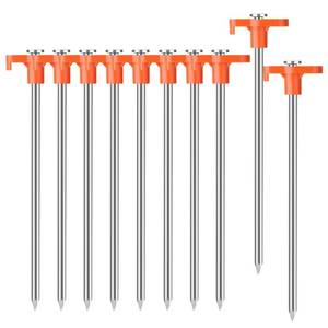 lot 7439 image: Tent Stakes Camping Stakes,HUQANAN 7.7 inch Non-Rust Metal Tent Pegs Ground Stakes Tent Spikes Camping,Garden,Hiking Orange (Orange 10 pcs, 7.7 in)