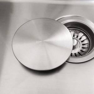 lot 7444 image: GZILA Kitchen Sink Stopper, Flat Decor Cover 304 Stainless Steel Sink Drain Stopper, Fits 3.5 Standard Strainer Brushed Nickel