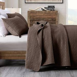 lot 7461 image: HORIMOTE HOME Quilt Set Twin Size Chocolate, Soft Lightweight Pre-Washed Microfiber Circle Stitches Twin Quilt Bedding Set, All Season Spring Summer Bedspread Coverlet, 1 Pillow Sham, 68x86 Inches
