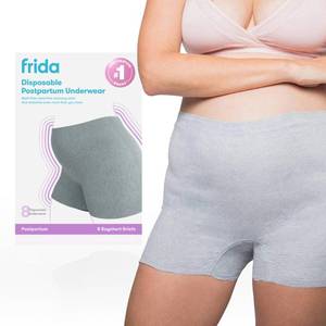 lot 7472 image: Frida Mom Postpartum Underwear, Disposable Boyshort Panties, High-Waist, Seamless, Stretch Support for Postpartum Recovery, Size XL (Waist 42-64 Stretched), Pack of 8