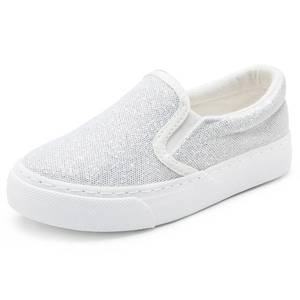 lot 7474 image: Toandon Toddler Girls Kids Sneakers Loafer Walking Shoes Slip On Child Glimmer Glitter Sparkle Low Top Non Slip Rubber Sole Lightweight Breathable Outdoor Fashion Casual White Size 12