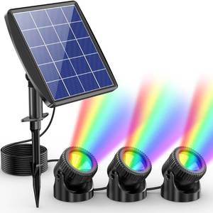 lot 7475 image: POPOSOAP Solar Pond Lights, RGB LED Pond Lights Waterproof IP68, 2200mAh Battery Underwater Solar Light with Two Modes Options for Pond Fountain Pool Garden Decoration(3 Headlamp)
