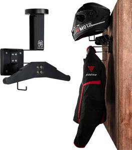 lot 7484 image: OneTigris Motorcycle Helmet Holder Wall Mount, Tactical Gear Holder with Helmet Stand and Plate Carrier Hanger, Solid Wood Wall Rack Organizer & Display for Police, Football, Cycling Gear