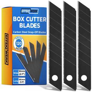 lot 7501 image: Werk - Box Cutter Blade Set - Black, 120 Pack - 18mm Utility Knife Replacement Blades - Heavy Duty Carbon Steel Snap Off Blades - Blade Refills for Utility Knives &amp Box Cutters