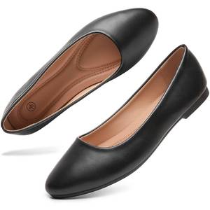 lot 7510 image: hash bubbie Womens Flats Shoes Ballet Flats Dress Shoes Comfortable PU Leather Slip on Shoes for Women(Black .US9)