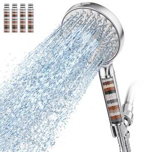 lot 7511 image: SR SUN RISE Filtered Shower Head with Handheld High Pressure 9 Spray Mode Showerhead Detachable Shower Head Water Softener Filters Beads for Hard Water Remove Chlorine 4 Filters Chrome