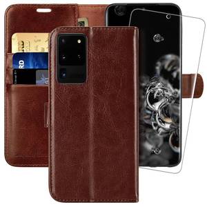 lot 7514 image: MONASAY Wallet Case Compatible for Galaxy S20 Ultra 5G, 6.9 inch, Included Screen Protector Flip Folio Leather Cell Phone Cover with Credit Card Holder, Brown