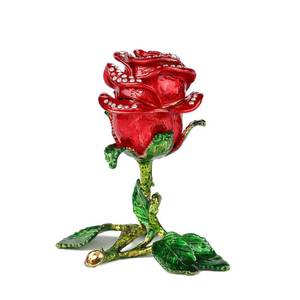 lot 7516 image: FASSLINO Rose Flower Jewelry Trinket Box with Hinged Hand-Painted Enamel Ornaments Gift for Home Decor
