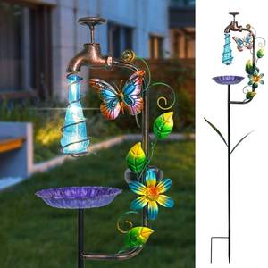 lot 7521 image: Bshine Solar Garden Decoration Outdoor Light - Waterdrop Metal Hummingbird Solar Stake,Waterproof Garden Decor Path,Lawn and Yard Art Gift for Mom, Blue