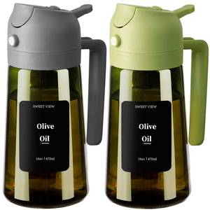 lot 7541 image: SWEET VIEW 2PCS Olive Oil Dispenser and Oil Sprayer 16oz470ml Glass Light-Proof Oil Pourer for Kitchen Air Fryer, Cooking, Salad, and BBQ, with Stickers