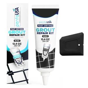 lot 7542 image: PentaUSA Tile Grout Repair Kit - Black Premixed Acrylic Sanded Grout, Water-Resistant Grout Filler for Bathroom&Shower, Kitchen Floor, Fast Drying, with Applicator, 13.4 oz (380g)