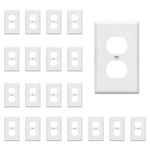 lot 7543 image: ENERLITES Duplex Wall Plates Kit, Electrical Outlet Covers, Standard Size 1-Gang 4.50 x 2.76, Unbreakable Polycarbonate Thermoplastic, Electric Receptacle Plug Covers, 8821-W-20PCS, White (20 Pack)