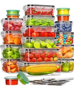 lot 7555 image: 40 Piece Food Storage Containers with Lids(20 Containers &amp 20 Lids), BPA-Free Plastic Food Containers for Kitchen Storage and Organization, Leak Proof Meal Prep Container
