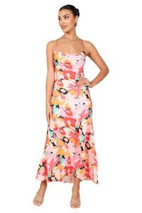 lot 7566 image: Petal & Pup Posse Midi Slip Dress - Pink Floral L