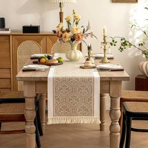 lot 7567 image: UWWGKK Table Runners 138 Inches,Waterproof Boho Table Runner with Tassel Fringe,Table Runner for Party Coffee Table