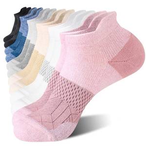lot 7572 image: FITRELL 5 Pairs Ankle Running Socks for Women Athletic Cushioned Low Cut Tab Sports Socks, Chocolate, Medium