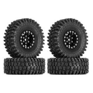 lot 7575 image: INJORA 1.0 Beadlock Wheel S5 Super Soft Sticky Crawler Tires for TRX4M Axial AX24 SCX24 FCX24 Enduro24 Upgrade, 57  22mm(Black)