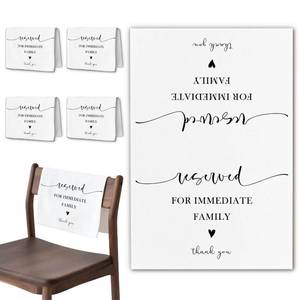 lot 7586 image: YRDBGHZDF Reserved Row Signs for Wedding 4 Pieces, Reserved for Immediate Family Seating Placeholder Church Pews Cloth Signs, Wedding Chair Decorations for Reception Parties Event