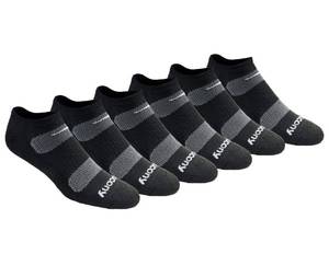 lot 7595 image: Saucony Mens Multi-Pack Mesh Ventilating Comfort Fit Performance No-Show Socks, Black Basic (6 Pairs), Shoe Size 6-9